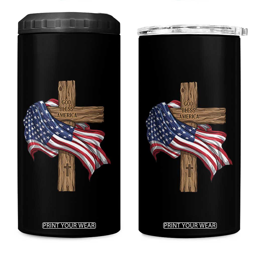 God Bless America 250 Years 4 in 1 Can Cooler Tumbler 4th of July Christian Jesus TS14 One Size: 16 oz Black Print Your Wear