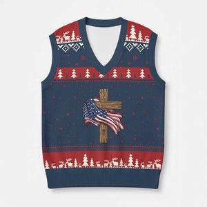 God Bless America 250 Years V-Neck Knit Sweater Vest 4th of July Christian Jesus TS14 Navy Red Print Your Wear