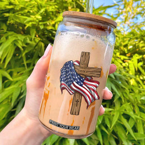 God Bless America 250 Years Glass Can 4th of July Christian Jesus TS14 Black Print Your Wear
