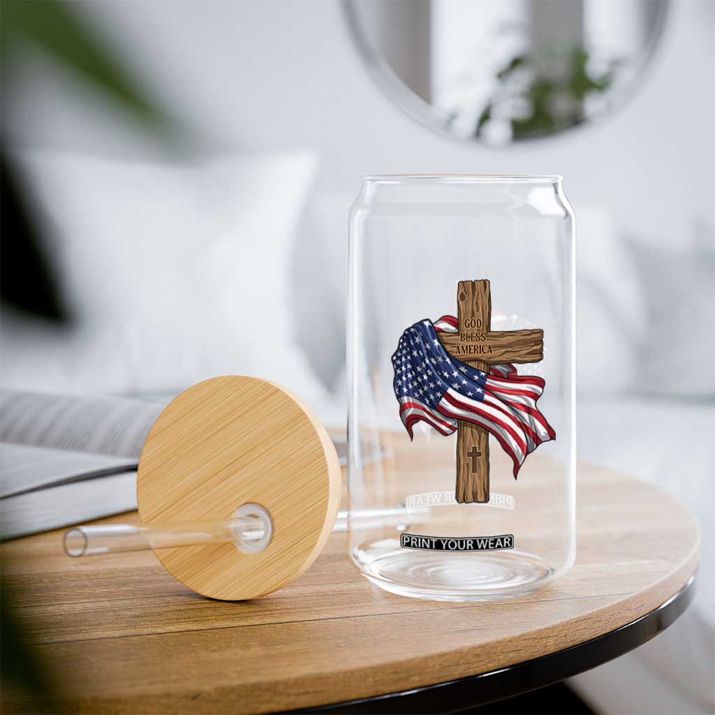 God Bless America 250 Years Glass Can 4th of July Christian Jesus TS14 Print Your Wear