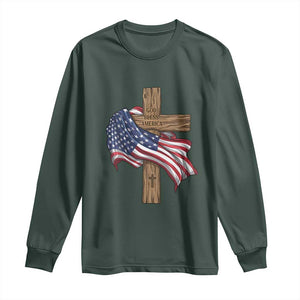 God Bless America 250 Years Long Sleeve Shirt 4th of July Christian Jesus TS14 Dark Forest Green Print Your Wear