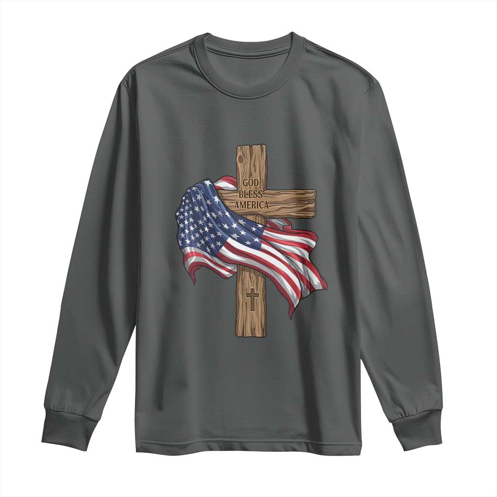God Bless America 250 Years Long Sleeve Shirt 4th of July Christian Jesus TS14 Dark Heather Print Your Wear