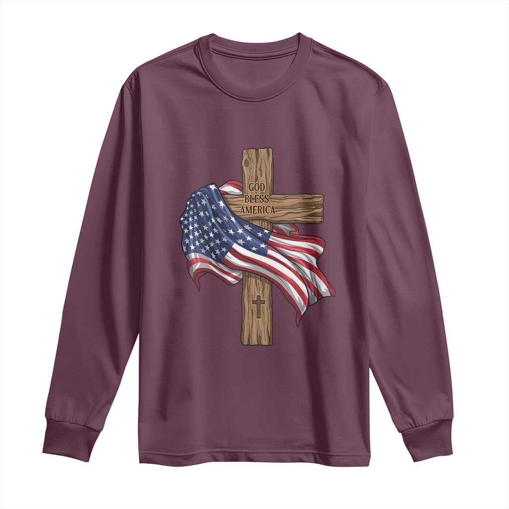 God Bless America 250 Years Long Sleeve Shirt 4th of July Christian Jesus TS14 Maroon Print Your Wear