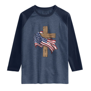 God Bless America 250 Years Raglan Shirt 4th of July Christian Jesus TS14 Heather Denim Navy Print Your Wear
