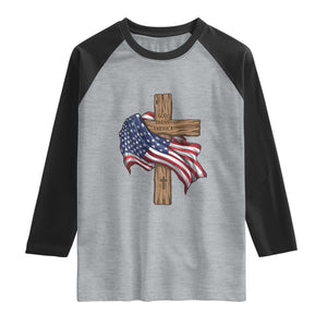 God Bless America 250 Years Raglan Shirt 4th of July Christian Jesus TS14 Heather Gray Black Print Your Wear