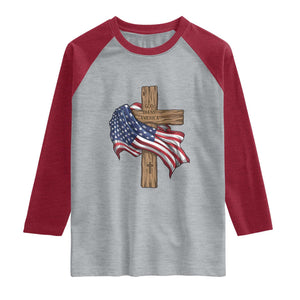 God Bless America 250 Years Raglan Shirt 4th of July Christian Jesus TS14 Heather Gray Heather Red Print Your Wear
