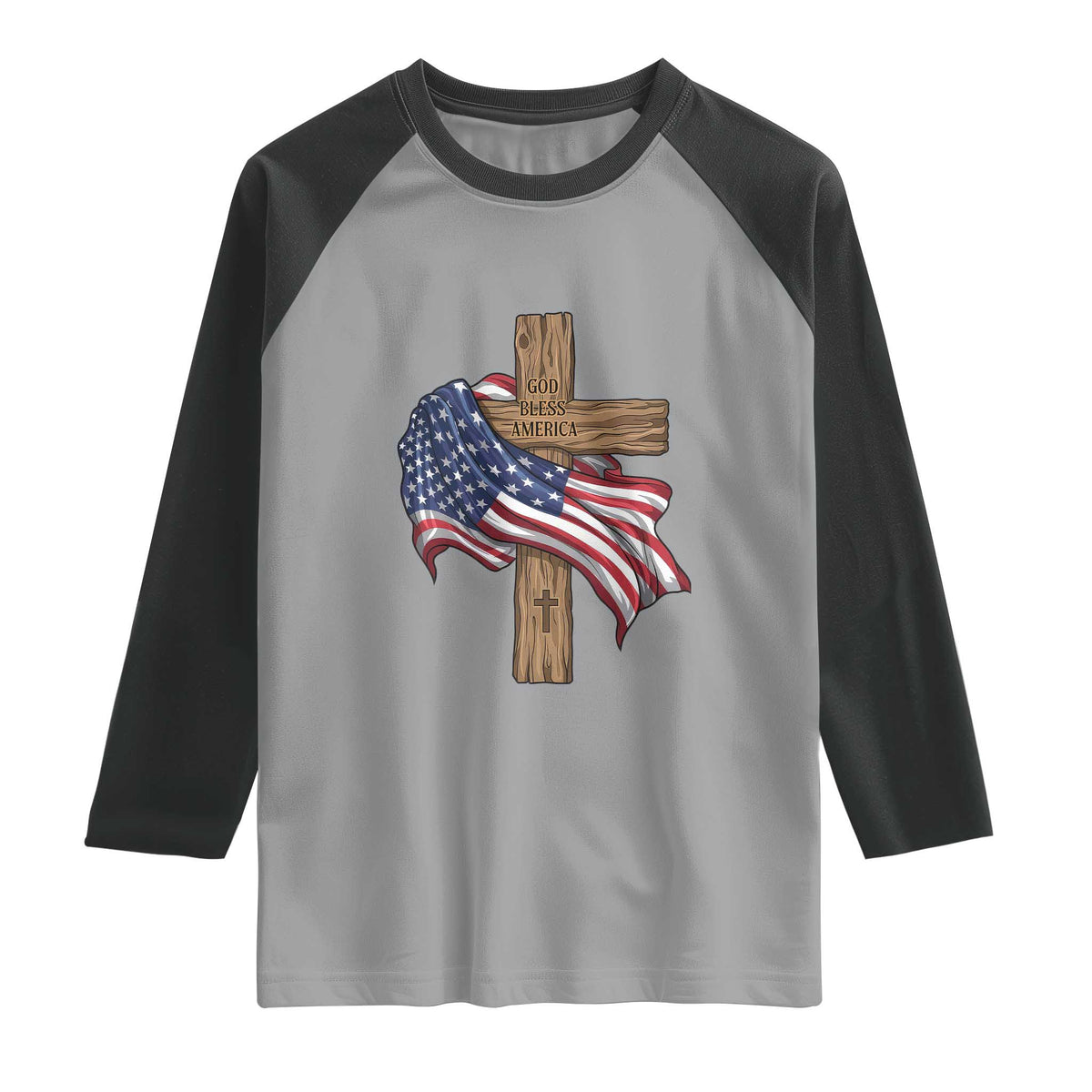 God Bless America 250 Years Raglan Shirt 4th of July Christian Jesus TS14 Sport Gray Black Print Your Wear