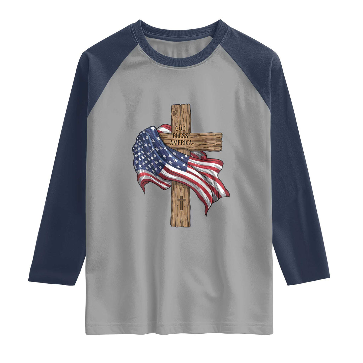 God Bless America 250 Years Raglan Shirt 4th of July Christian Jesus TS14 Sport Gray Navy Print Your Wear
