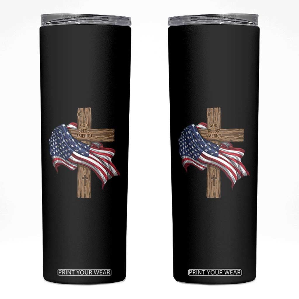 God Bless America 250 Years Skinny Tumbler 4th of July Christian Jesus TS14 Black Print Your Wear