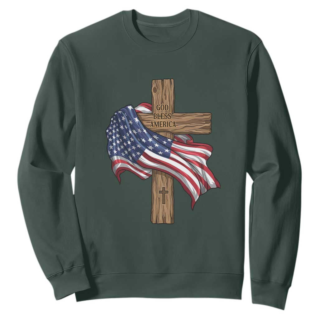 God Bless America 250 Years Sweatshirt 4th of July Christian Jesus TS14 Dark Forest Green Print Your Wear