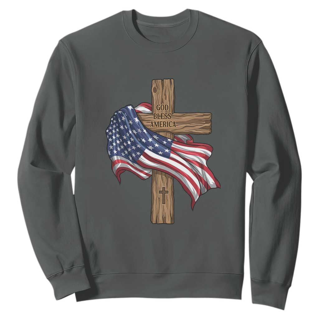 God Bless America 250 Years Sweatshirt 4th of July Christian Jesus TS14 Dark Heather Print Your Wear