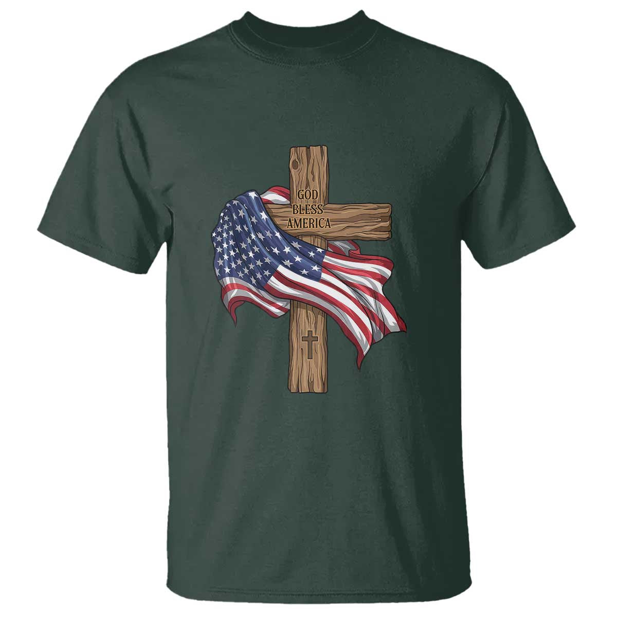 God Bless America 250 Years T Shirt 4th of July Christian Jesus TS14 Dark Forest Green Print Your Wear