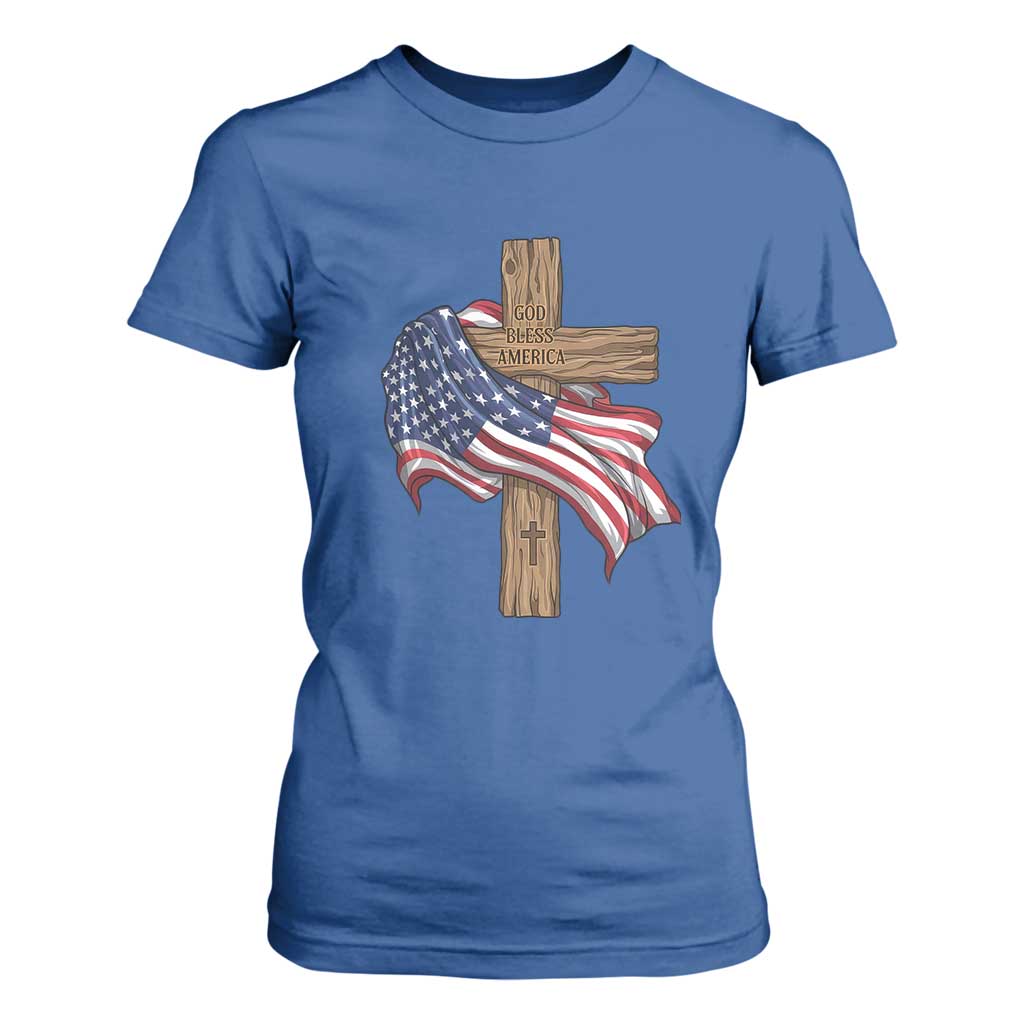 God Bless America 250 Years T Shirt For Women 4th of July Christian Jesus TS14 Royal Blue Print Your Wear