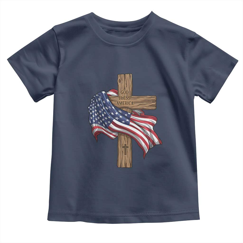 God Bless America 250 Years Toddler T Shirt 4th of July Christian Jesus TS14 Navy Print Your Wear