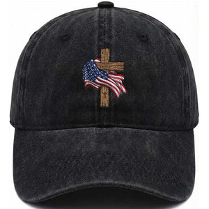 God Bless America 250 Years Washed Cotton Baseball Cap 4th of July Christian Jesus