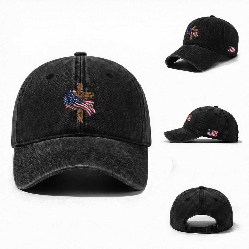 God Bless America 250 Years Washed Cotton Baseball Cap 4th of July Christian Jesus