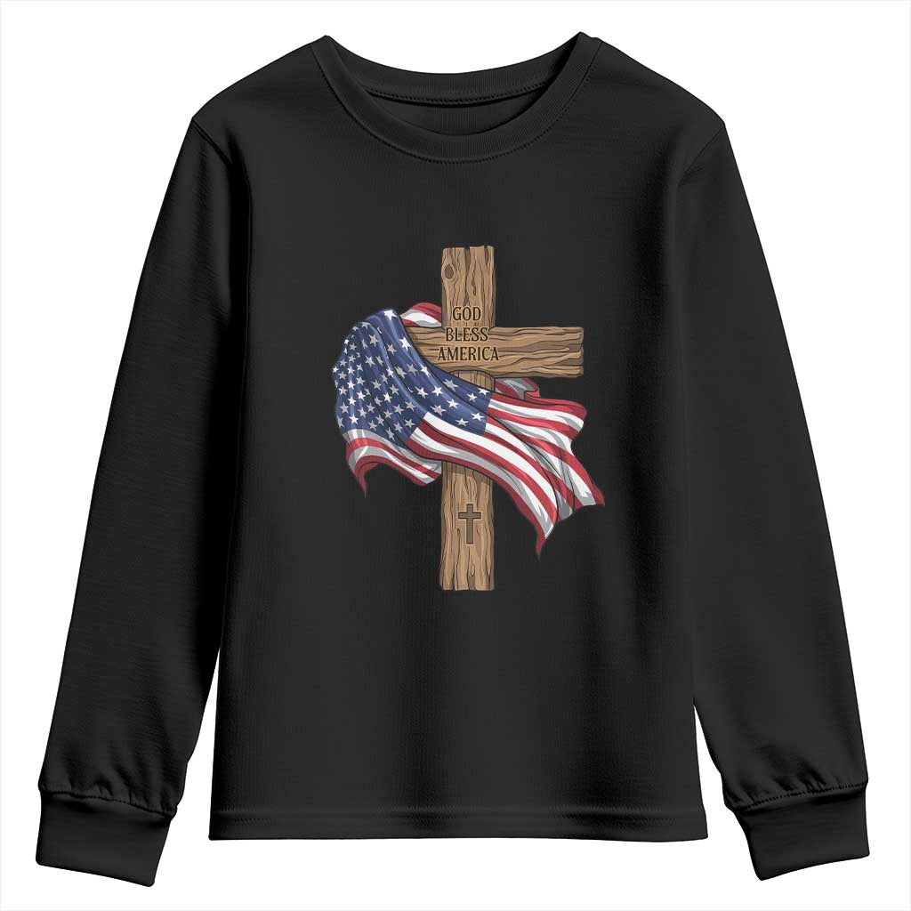 God Bless America 250 Years Youth Sweatshirt 4th of July Christian Jesus TS14 Black Print Your Wear