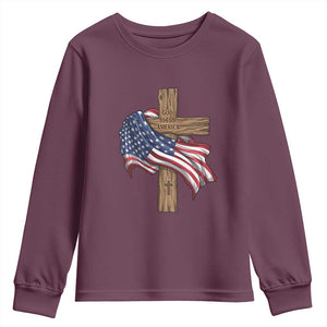 God Bless America 250 Years Youth Sweatshirt 4th of July Christian Jesus TS14 Maroon Print Your Wear