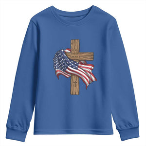 God Bless America 250 Years Youth Sweatshirt 4th of July Christian Jesus TS14 Royal Blue Print Your Wear