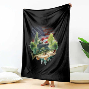 Bass Fishing Patriotic American Flag Throw Blanket TS14 Print Your Wear