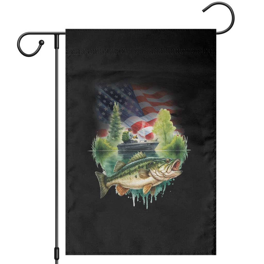 Bass Fishing Patriotic American Flag Garden Flag TS14 Black Print Your Wear