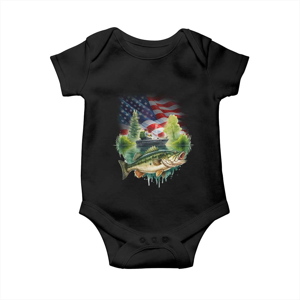 Bass Fishing Patriotic American Flag Baby Onesie TS14 Black Print Your Wear