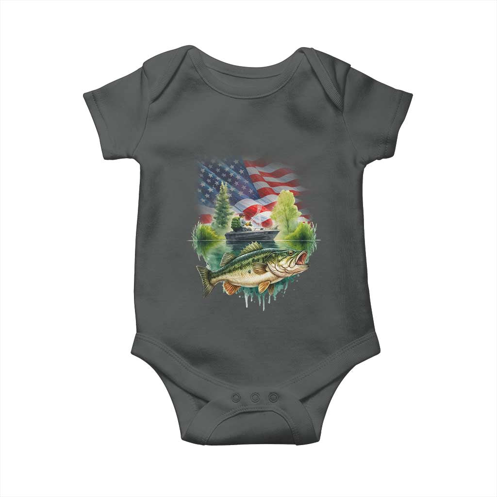 Bass Fishing Patriotic American Flag Baby Onesie TS14 Dark Heather Print Your Wear