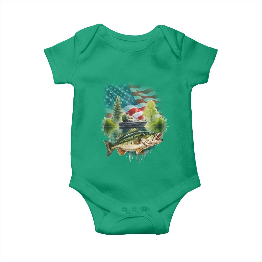 Bass Fishing Patriotic American Flag Baby Onesie TS14 Irish Green Print Your Wear