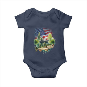 Bass Fishing Patriotic American Flag Baby Onesie TS14 Navy Print Your Wear