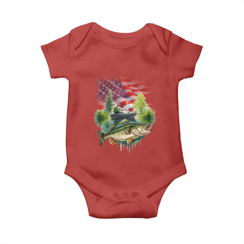 Bass Fishing Patriotic American Flag Baby Onesie TS14 Red Print Your Wear