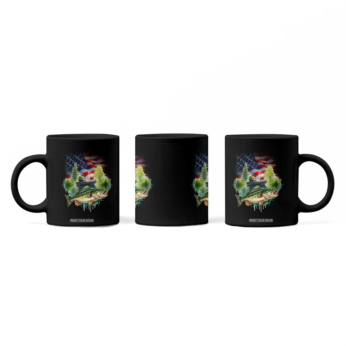 Bass Fishing Patriotic American Flag Coffee Mug TS14 Print Your Wear