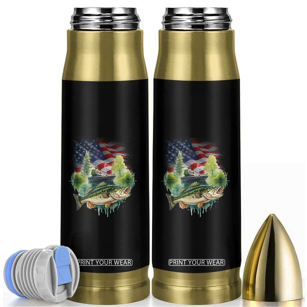 Bass Fishing Patriotic American Flag Bullet Tumbler TS14 Black Print Your Wear
