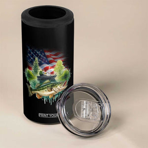 Bass Fishing Patriotic American Flag 4 in 1 Can Cooler Tumbler TS14 Print Your Wear