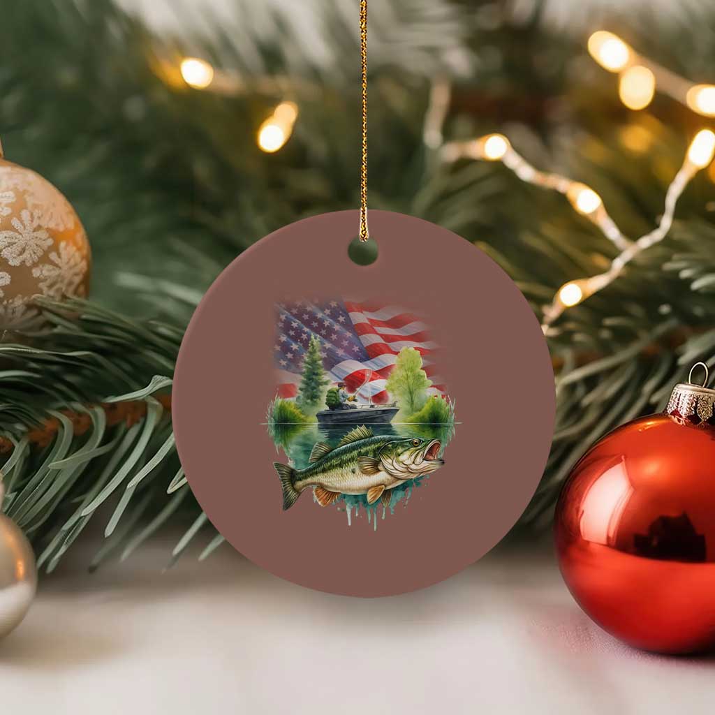 Bass Fishing Patriotic American Flag Ceramic Ornament TS14 1pc Mocha Print Your Wear