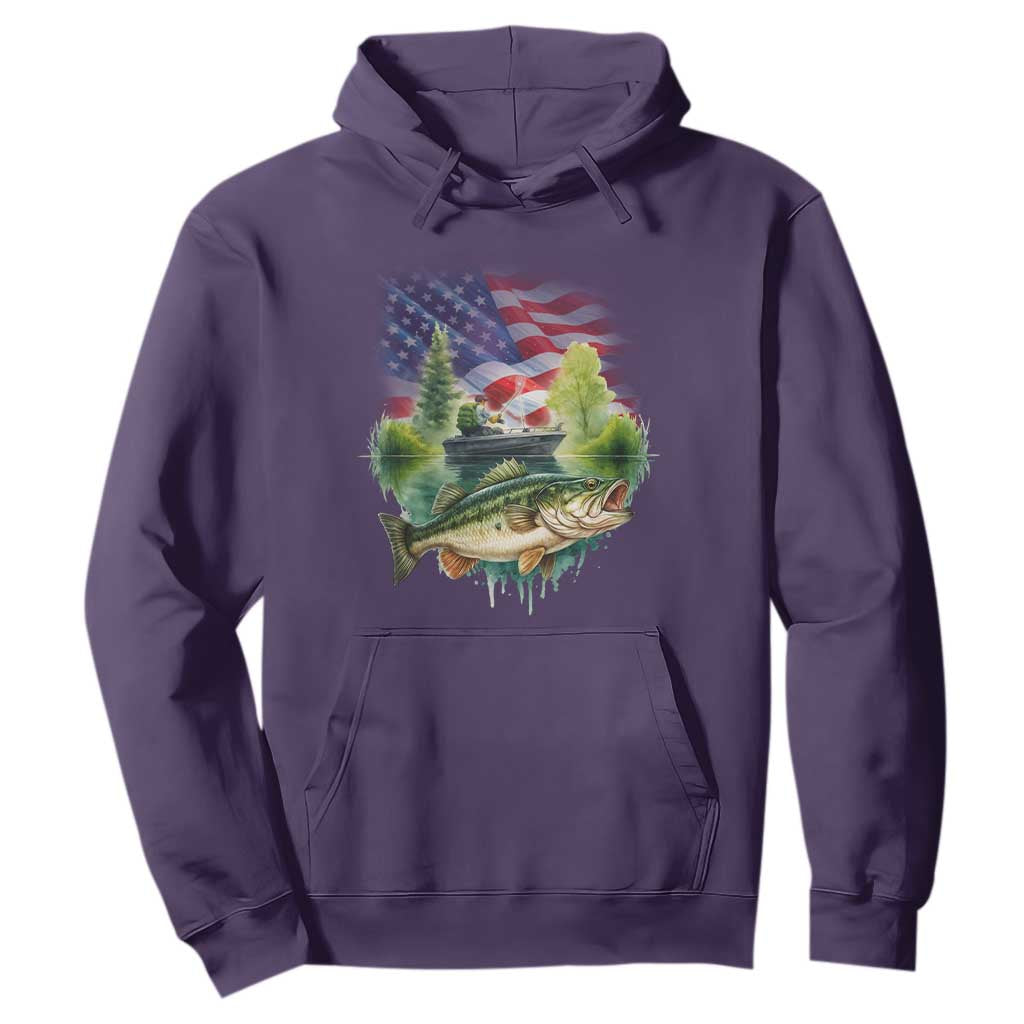 Bass Fishing Patriotic American Flag Hoodie TS14 Purple Print Your Wear