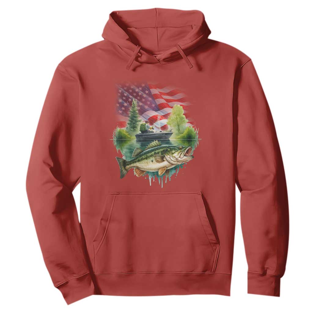 Bass Fishing Patriotic American Flag Hoodie TS14 Red Print Your Wear