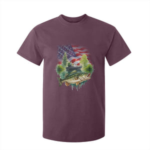 Bass Fishing Patriotic American Flag T Shirt For Kid TS14 Maroon Print Your Wear