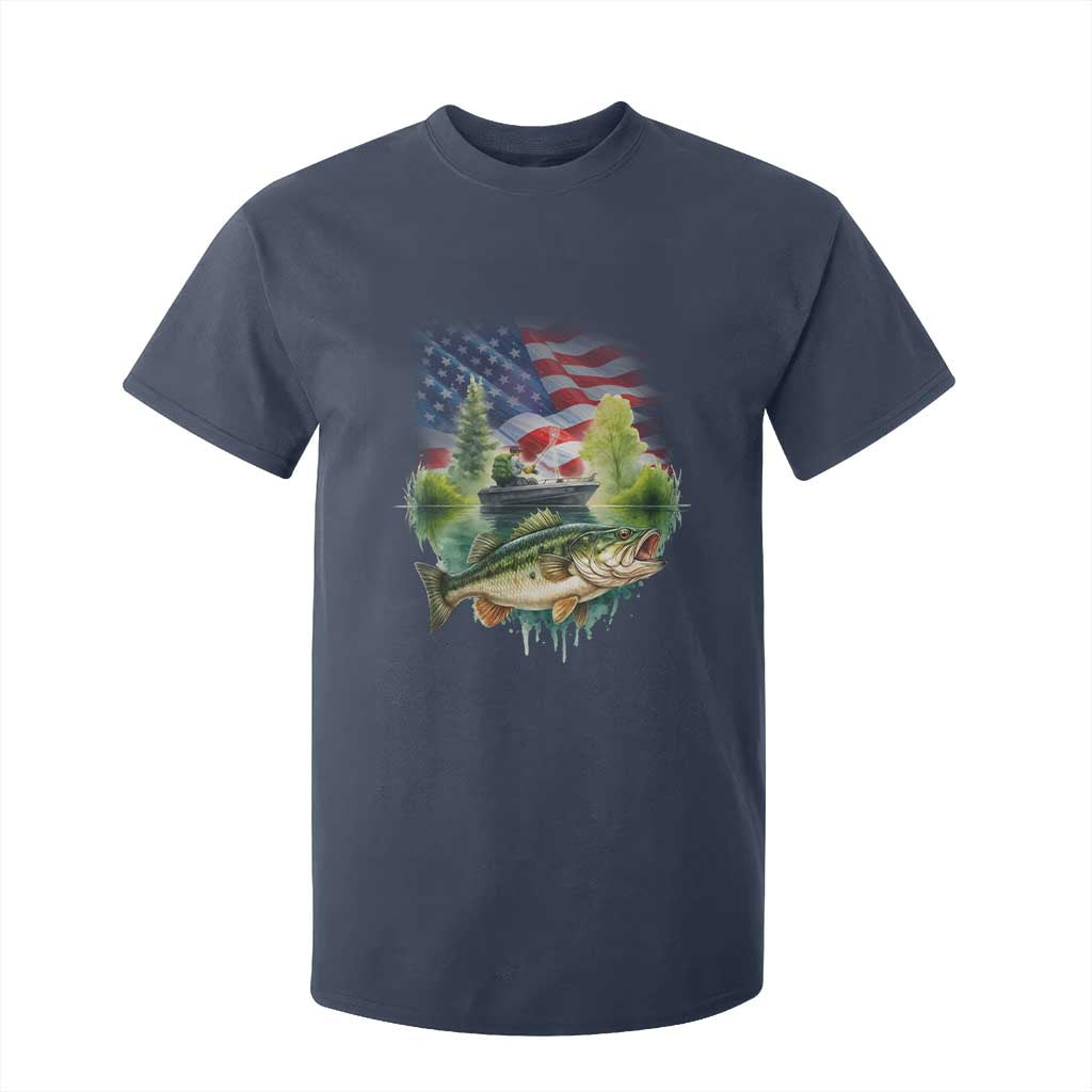 Bass Fishing Patriotic American Flag T Shirt For Kid TS14 Navy Print Your Wear