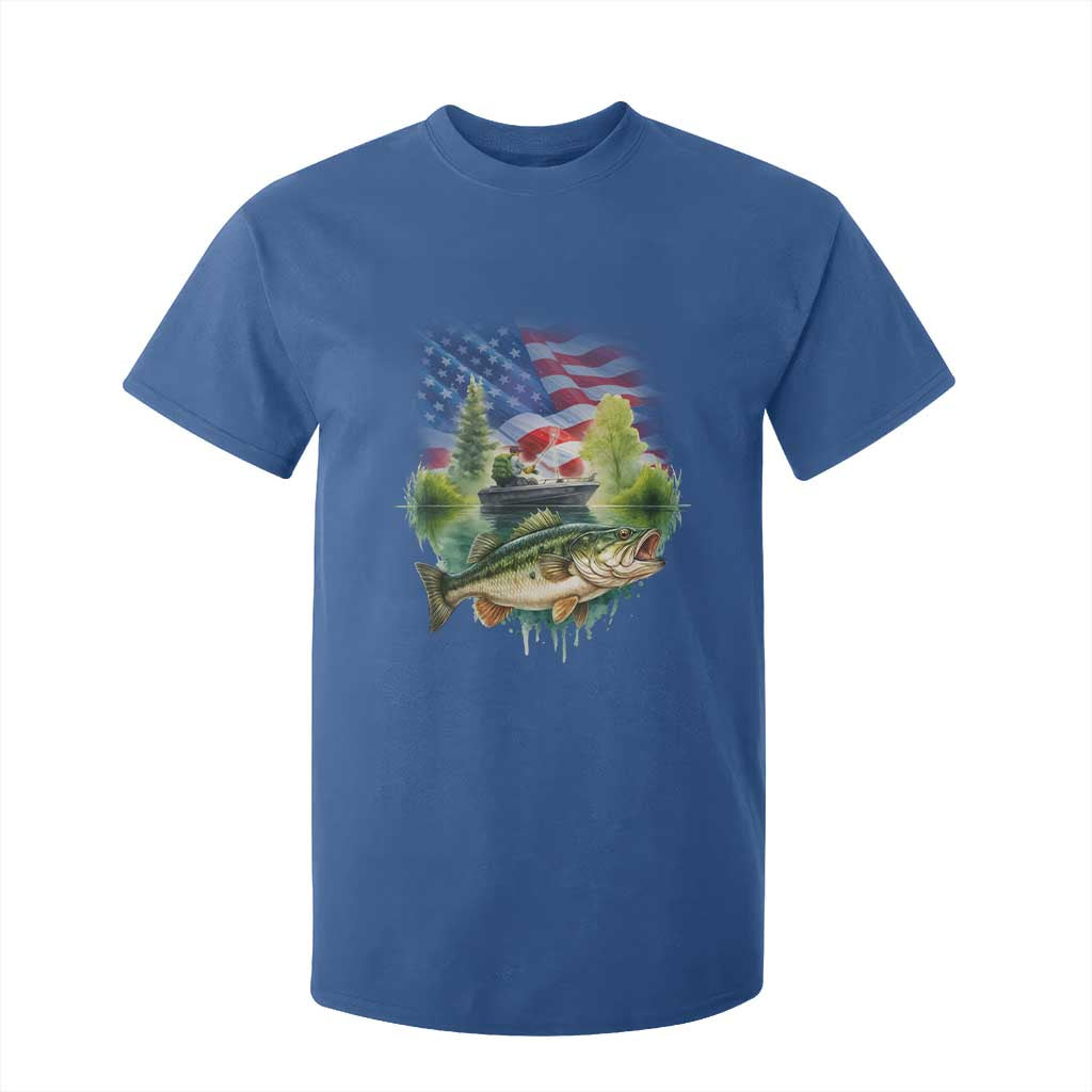 Bass Fishing Patriotic American Flag T Shirt For Kid TS14 Royal Blue Print Your Wear