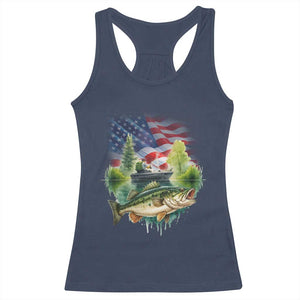 Bass Fishing Patriotic American Flag Racerback Tank Top TS14 Navy Print Your Wear