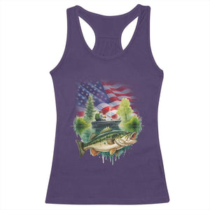 Bass Fishing Patriotic American Flag Racerback Tank Top TS14 Purple Print Your Wear