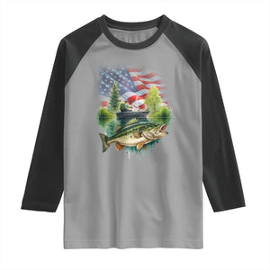 Bass Fishing Patriotic American Flag Raglan Shirt TS14 Sport Gray Black Print Your Wear