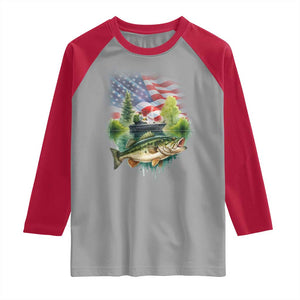 Bass Fishing Patriotic American Flag Raglan Shirt TS14 Sport Gray Red Print Your Wear
