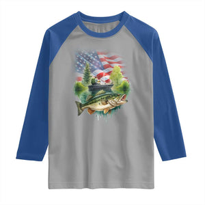 Bass Fishing Patriotic American Flag Raglan Shirt TS14 Sport Gray Royal Print Your Wear