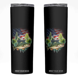Bass Fishing Patriotic American Flag Skinny Tumbler TS14 Black Print Your Wear