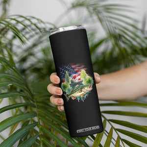 Bass Fishing Patriotic American Flag Skinny Tumbler TS14 Print Your Wear