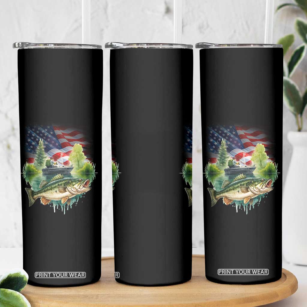 Bass Fishing Patriotic American Flag Skinny Tumbler TS14 Print Your Wear