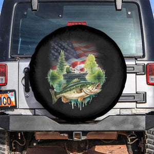 Bass Fishing Patriotic American Flag Spare Tire Cover TS14 No hole Black Print Your Wear