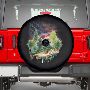 Bass Fishing Patriotic American Flag Spare Tire Cover TS14 Black Print Your Wear
