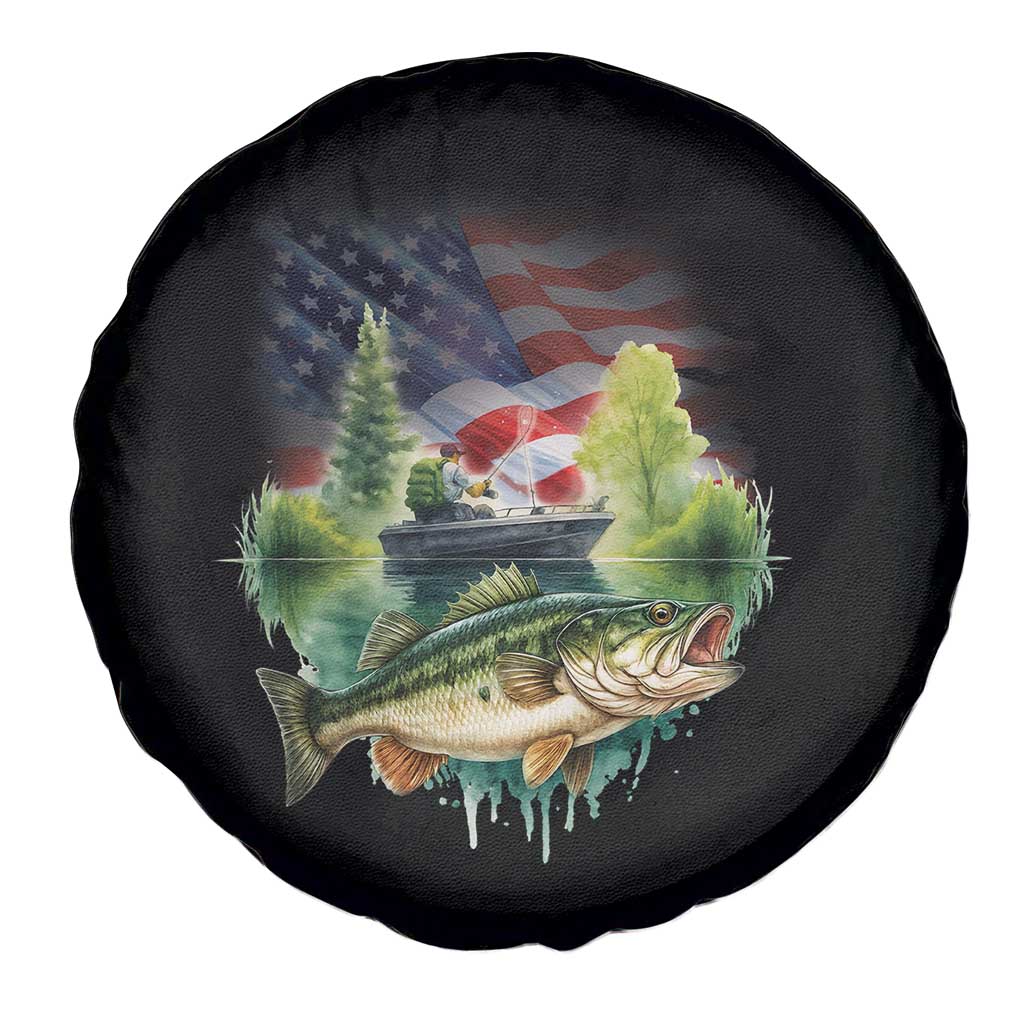 Bass Fishing Patriotic American Flag Spare Tire Cover TS14 Print Your Wear